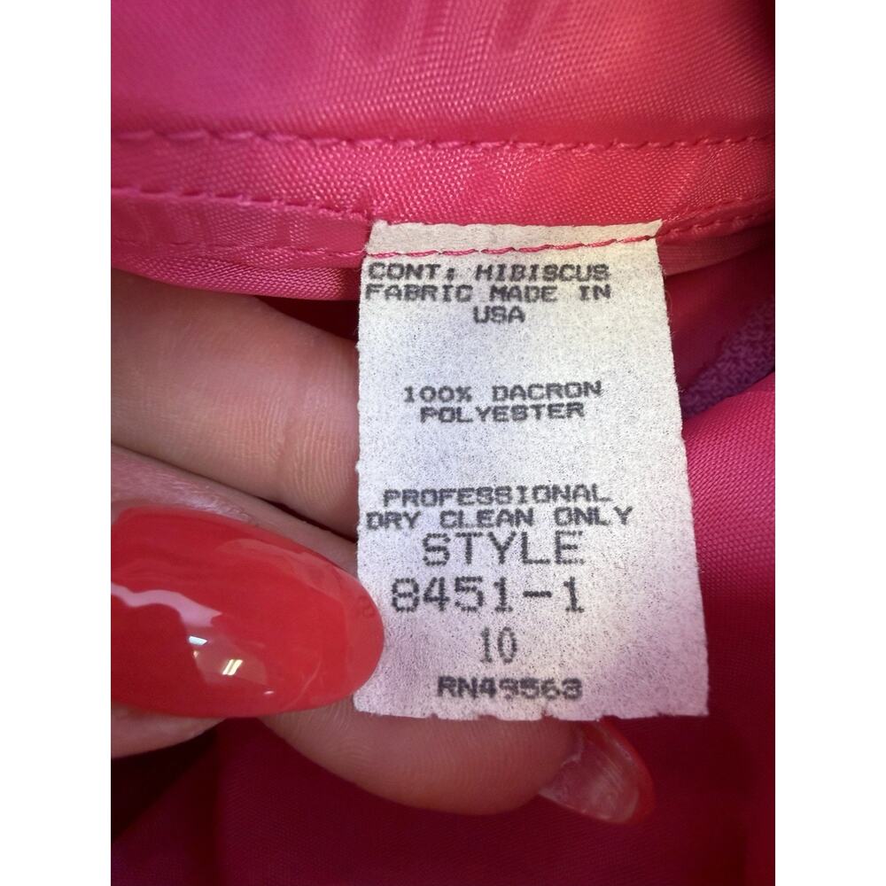 Vintage VICTOR COSTA 1980's Pink Satin Dress Gown Size 10 Knee Length Prom HoCo - Picture 12 of 16